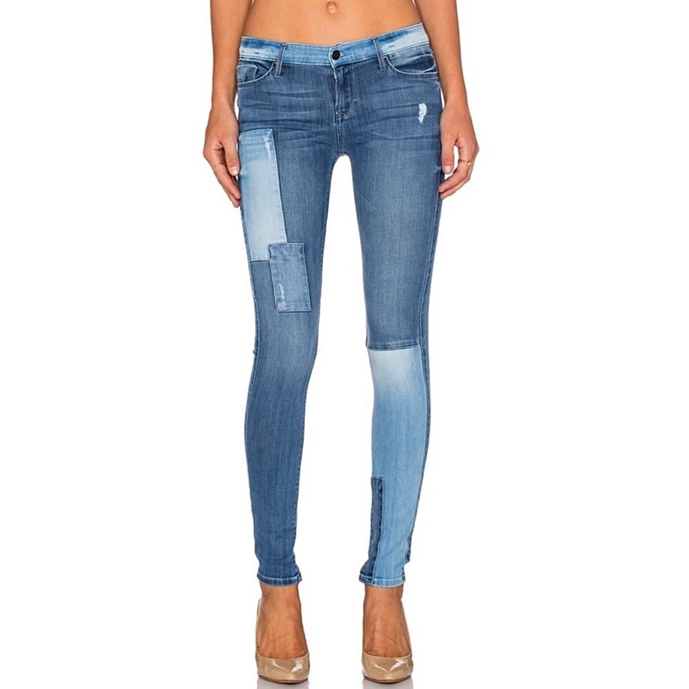 Black Orchid Patchwork Skinny Jeans in Light and Medium Blue